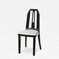 Art Deco Skyscraper Style Dining Chair in Black Lacquer and Smoked Pewter Velvet - 3110940