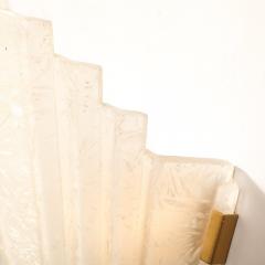Art Deco Skyscraper Style Frosted Glass Slip Shade Crystalline Texture Sconces - 4438764