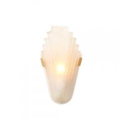 Art Deco Skyscraper Style Frosted Glass Slip Shade Crystalline Texture Sconces - 4438771