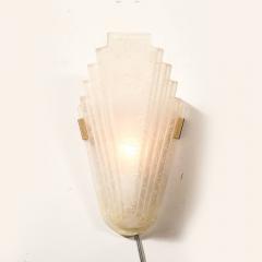 Art Deco Skyscraper Style Frosted Glass Slip Shade Crystalline Texture Sconces - 4438772