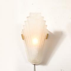 Art Deco Skyscraper Style Frosted Glass Slip Shade Crystalline Texture Sconces - 4438773