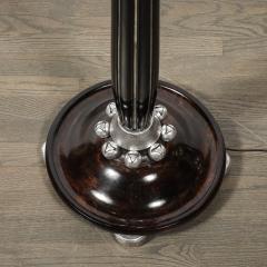 Art Deco Skyscraper Style Frosted Rose Glass Torchiere w Stylized Cubist Detail - 4233701