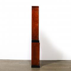 Art Deco Skyscraper Style Grandfather Clock in Walnut with Black Lacquer Accents - 4622415