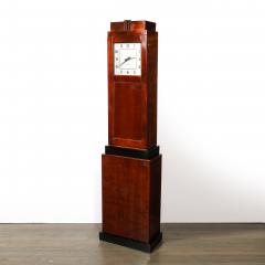 Art Deco Skyscraper Style Grandfather Clock in Walnut with Black Lacquer Accents - 4622417