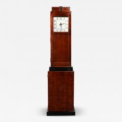 Art Deco Skyscraper Style Grandfather Clock in Walnut with Black Lacquer Accents - 4623497