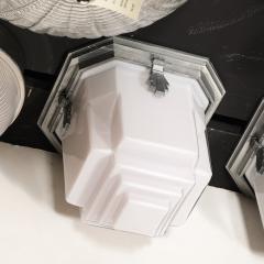 Art Deco Skyscraper Style Milk Glass Flush Mounts w Polished Aluminum Fittings - 4162182