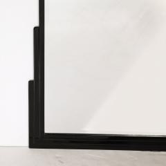 Art Deco Skyscraper Style Mirror in Black Lacquer w Beveled Detailing - 3861597