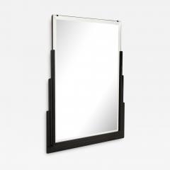 Art Deco Skyscraper Style Mirror in Black Lacquer w Beveled Detailing - 3864481