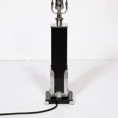 Art Deco Skyscraper Style Table Lamp in Black Enamel Chrome Fittings - 3861316