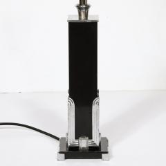 Art Deco Skyscraper Style Table Lamp in Black Enamel Chrome Fittings - 3861321