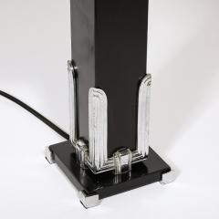 Art Deco Skyscraper Style Table Lamp in Black Enamel Chrome Fittings - 3861324