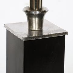 Art Deco Skyscraper Style Table Lamp in Black Enamel Chrome Fittings - 3861365