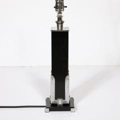 Art Deco Skyscraper Style Table Lamp in Black Enamel Chrome Fittings - 3861384