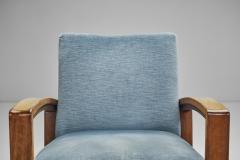 Art Deco Smoker Armchairs in Light Blue Velour The Netherlands ca 1930s - 3460917