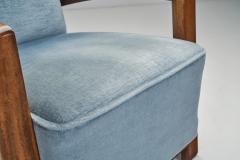 Art Deco Smoker Armchairs in Light Blue Velour The Netherlands ca 1930s - 3460919