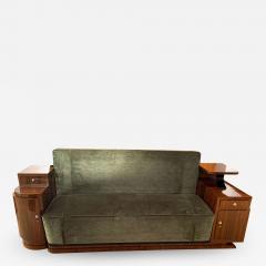 Art Deco Sofa Walnut Veneer and Green Velvet France circa 1930 - 1791194