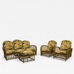 Art Deco Split Reed Rattan Salon Seating Set - 4683245