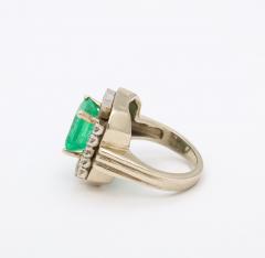 Art Deco Square Cut Emerald Ring - 2995456