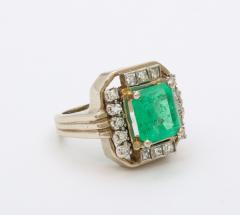 Art Deco Square Cut Emerald Ring - 2995459