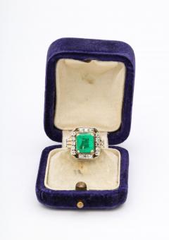 Art Deco Square Cut Emerald Ring - 2995461