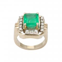 Art Deco Square Cut Emerald Ring - 2995835