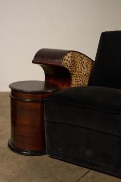 Art Deco Stained Wood and Velvet Seating Group with Leopard Print Accents - 4508507