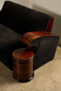 Art Deco Stained Wood and Velvet Seating Group with Leopard Print Accents - 4508511