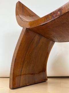 Art Deco Stool Walnut Veneer Black Fabric Italy circa 1930 - 4254677