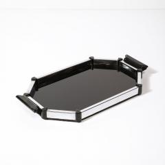 Art Deco Streamline Octagonal Chrome and Bakelite Serving Tray - 3861306