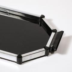 Art Deco Streamline Octagonal Chrome and Bakelite Serving Tray - 3861334