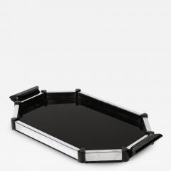 Art Deco Streamline Octagonal Chrome and Bakelite Serving Tray - 3864457