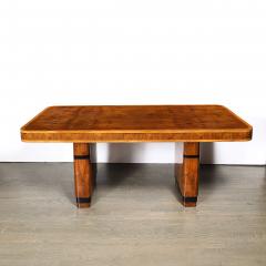 Art Deco Streamlined Book Matched Burled Walnut w Black Lacquer Dining Table - 4653744