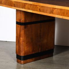 Art Deco Streamlined Book Matched Burled Walnut w Black Lacquer Dining Table - 4653746