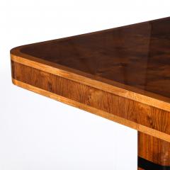 Art Deco Streamlined Book Matched Burled Walnut w Black Lacquer Dining Table - 4653777