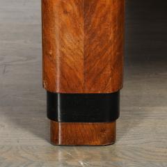 Art Deco Streamlined Book Matched Burled Walnut w Black Lacquer Dining Table - 4653797