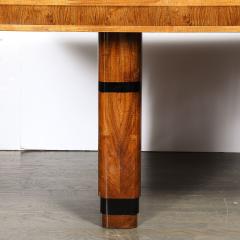 Art Deco Streamlined Book Matched Burled Walnut w Black Lacquer Dining Table - 4653804
