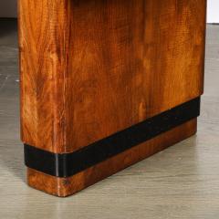 Art Deco Streamlined Book Matched Burled Walnut w Black Lacquer Dining Table - 4653808