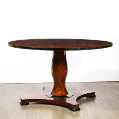 Art Deco Streamlined Bookmatched Walnut and Black Lacquer Center Dining Table - 2220043