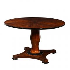 Art Deco Streamlined Bookmatched Walnut and Black Lacquer Center Dining Table - 2220047