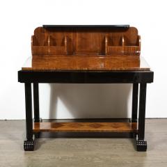 Art Deco Streamlined Burled Bookmatched Carpathian Elm Walnut Lacquer Desk - 1802369