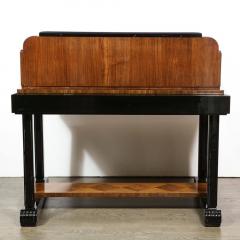 Art Deco Streamlined Burled Bookmatched Carpathian Elm Walnut Lacquer Desk - 1802373