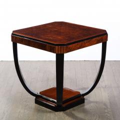 Art Deco Streamlined Cocktail Occasional Table in Book Matched Burled Walnut - 4654348