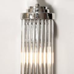 Art Deco Streamlined Linear Glass Rod Sconces W Chrome Fittings - 3703211