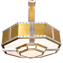 Art Deco Streamlined Machine Age Skyscraper Style Chrome Brass Chandelier - 1802150