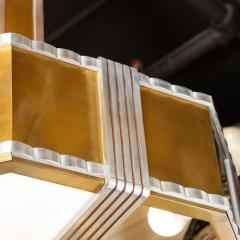 Art Deco Streamlined Machine Age Skyscraper Style Chrome Brass Chandelier - 1802153