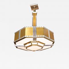 Art Deco Streamlined Machine Age Skyscraper Style Chrome Brass Chandelier - 1803980