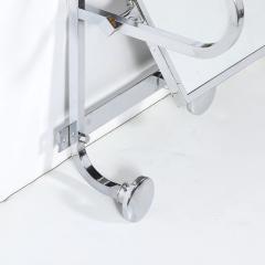 Art Deco Streamlined Machine Age Wall Mounted Chrome Hat Coat Rack w Mirror - 4720183