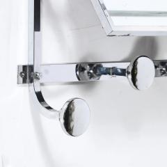 Art Deco Streamlined Machine Age Wall Mounted Chrome Hat Coat Rack w Mirror - 4720185