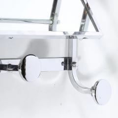 Art Deco Streamlined Machine Age Wall Mounted Chrome Hat Coat Rack w Mirror - 4720186