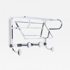 Art Deco Streamlined Machine Age Wall Mounted Chrome Hat Coat Rack w Mirror - 4720580